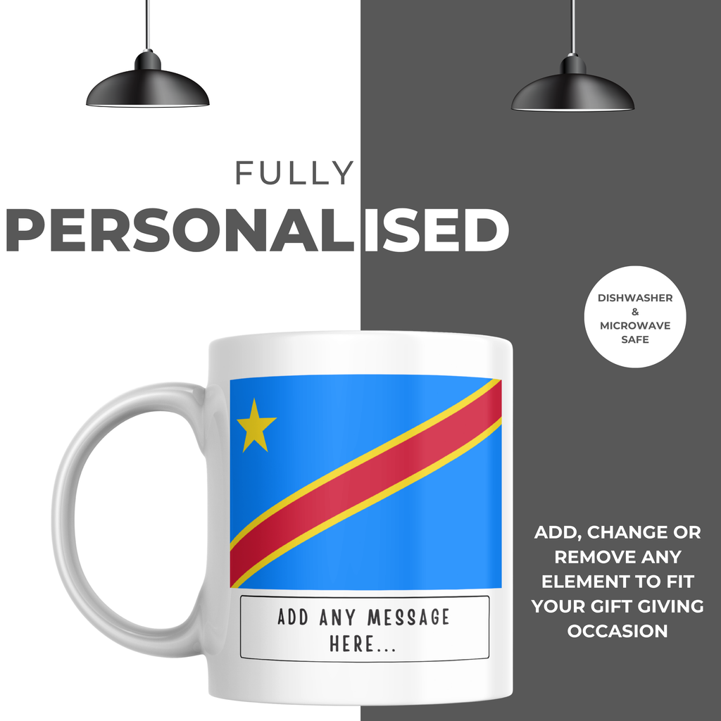 Personalised Democratic Republic of the Congo flag mug – personalisation and care information