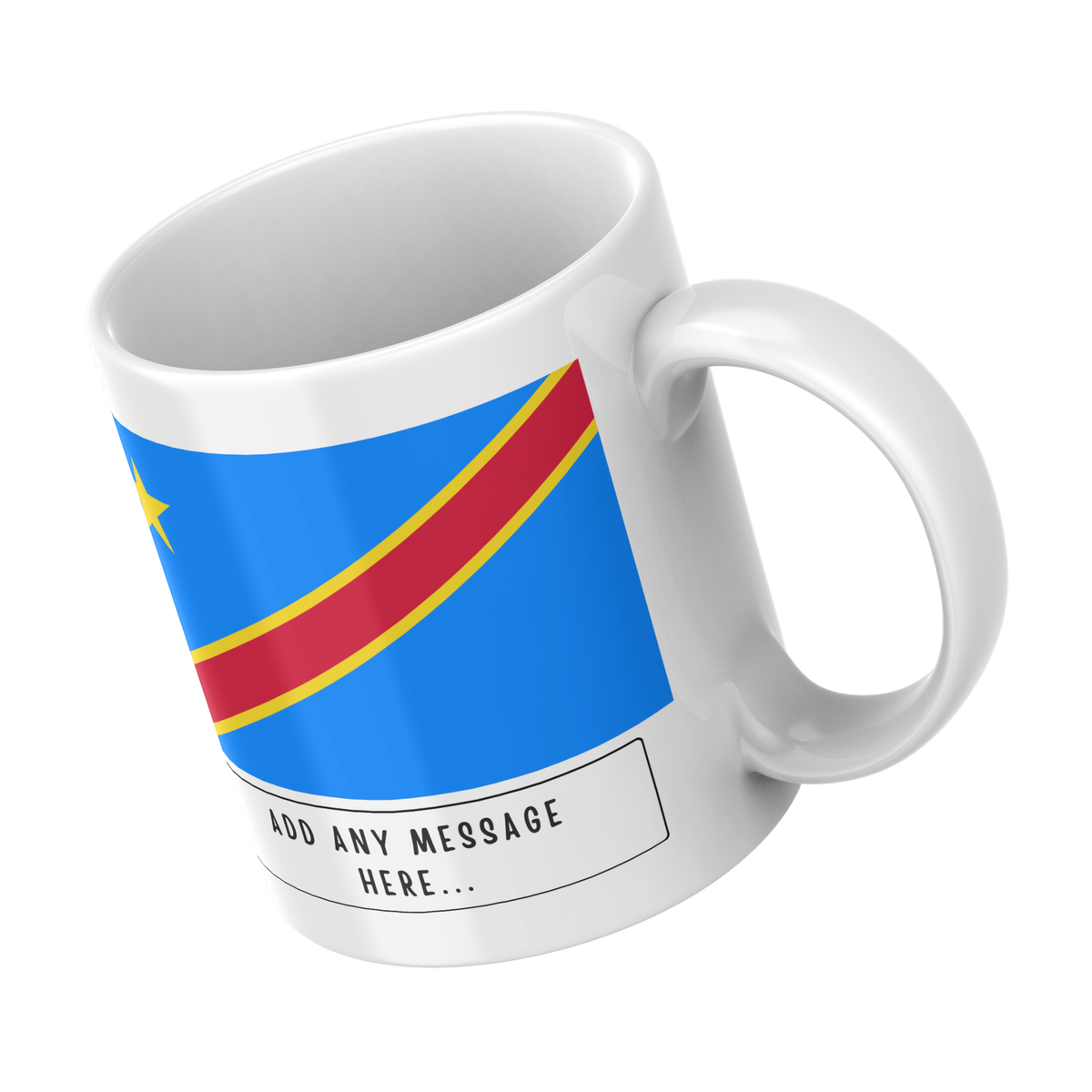 Personalised Democratic Republic of the Congo flag mug – angled view