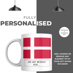 Personalised Denmark flag mug – personalisation and care information