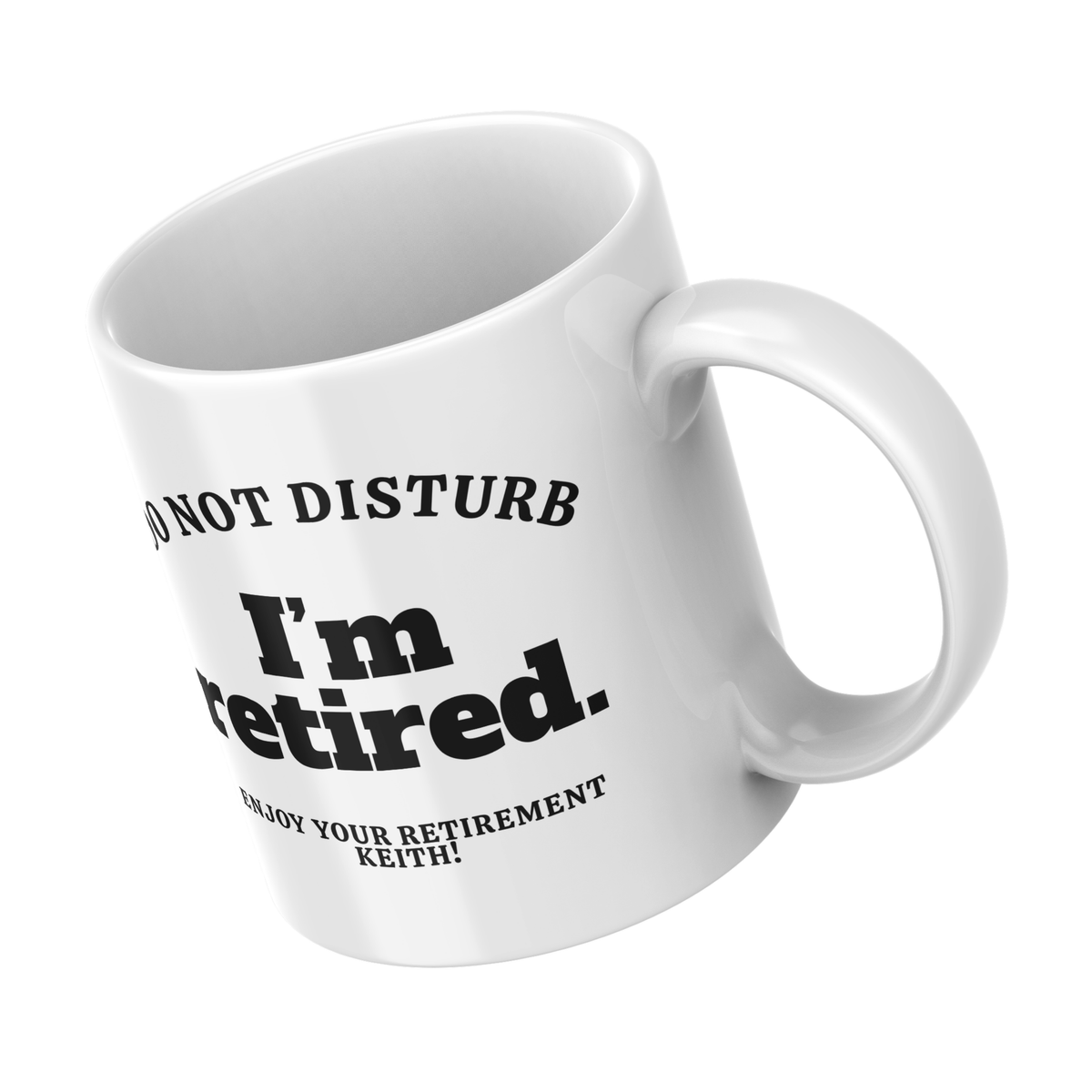 Do Not Disturb Bold Retired Mug – angled view