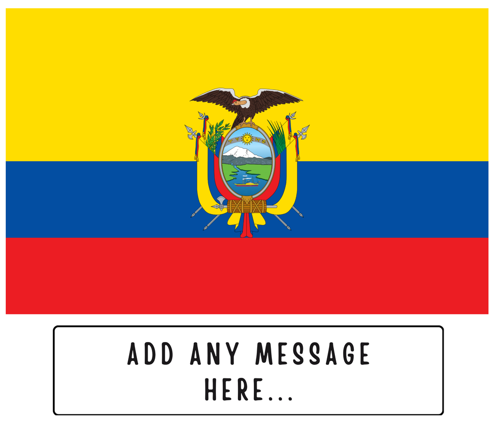 Personalised Ecuador flag mug – flat source artwork with space for a personalised message