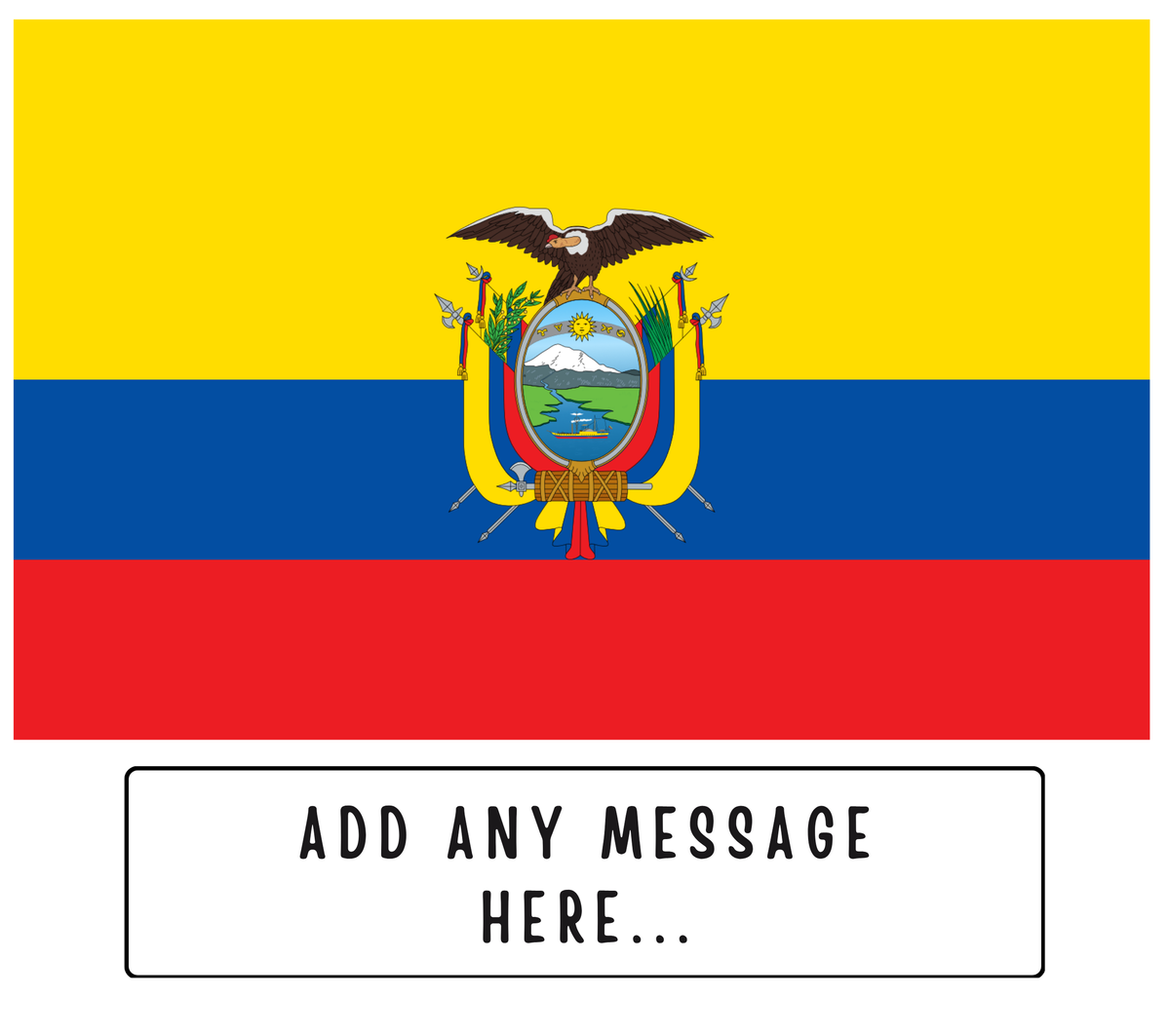 Personalised Ecuador flag mug – flat source artwork with space for a personalised message