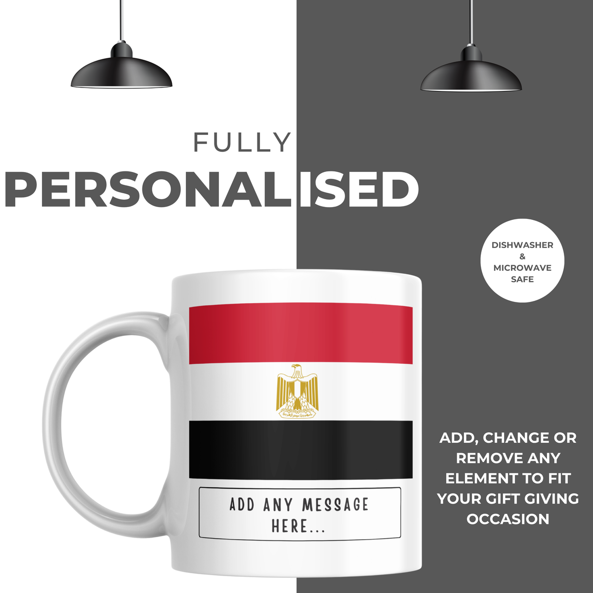 Personalised Egypt flag mug – personalisation and care information