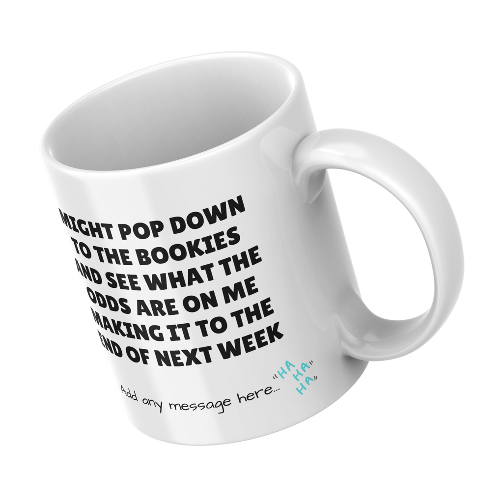 End of Next Week Bookies Mug – angled view