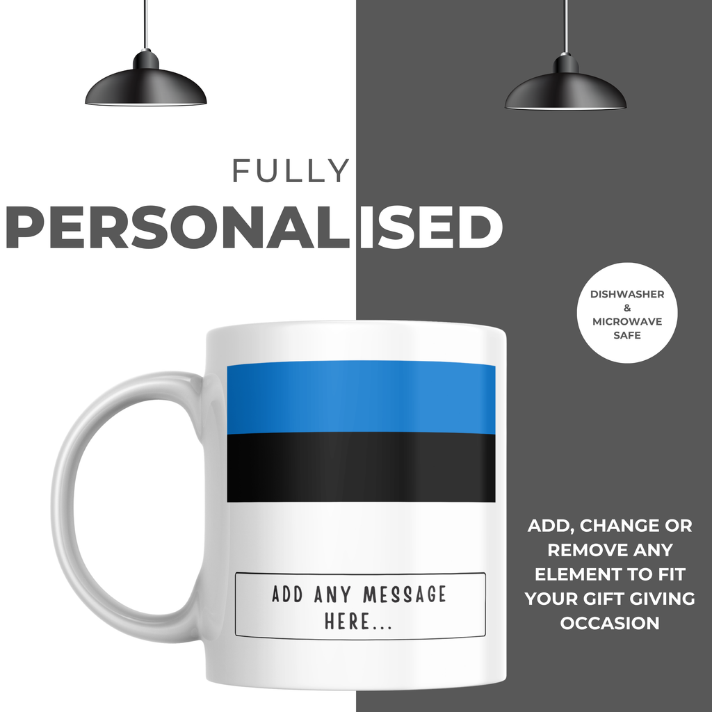 Personalised Estonia flag mug – personalisation and care information