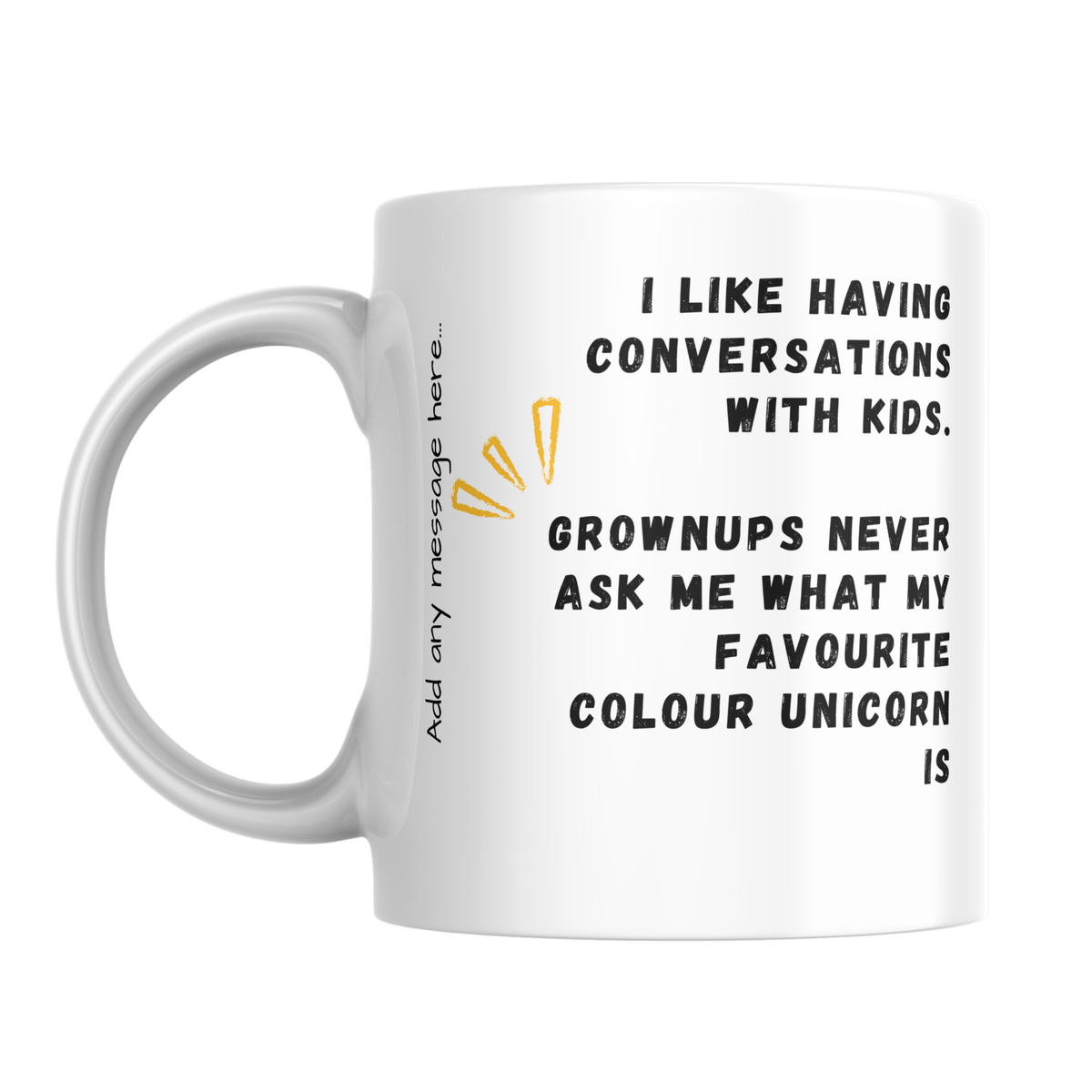 Favourite Colour Unicorn Mug – front view