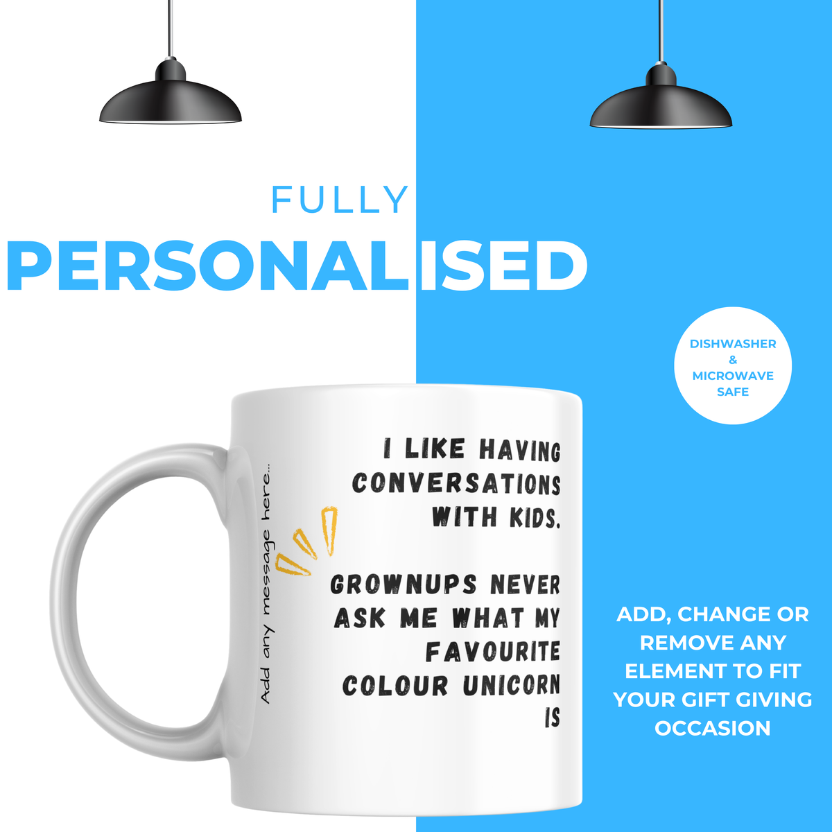 Favourite Colour Unicorn Mug – personalisation information