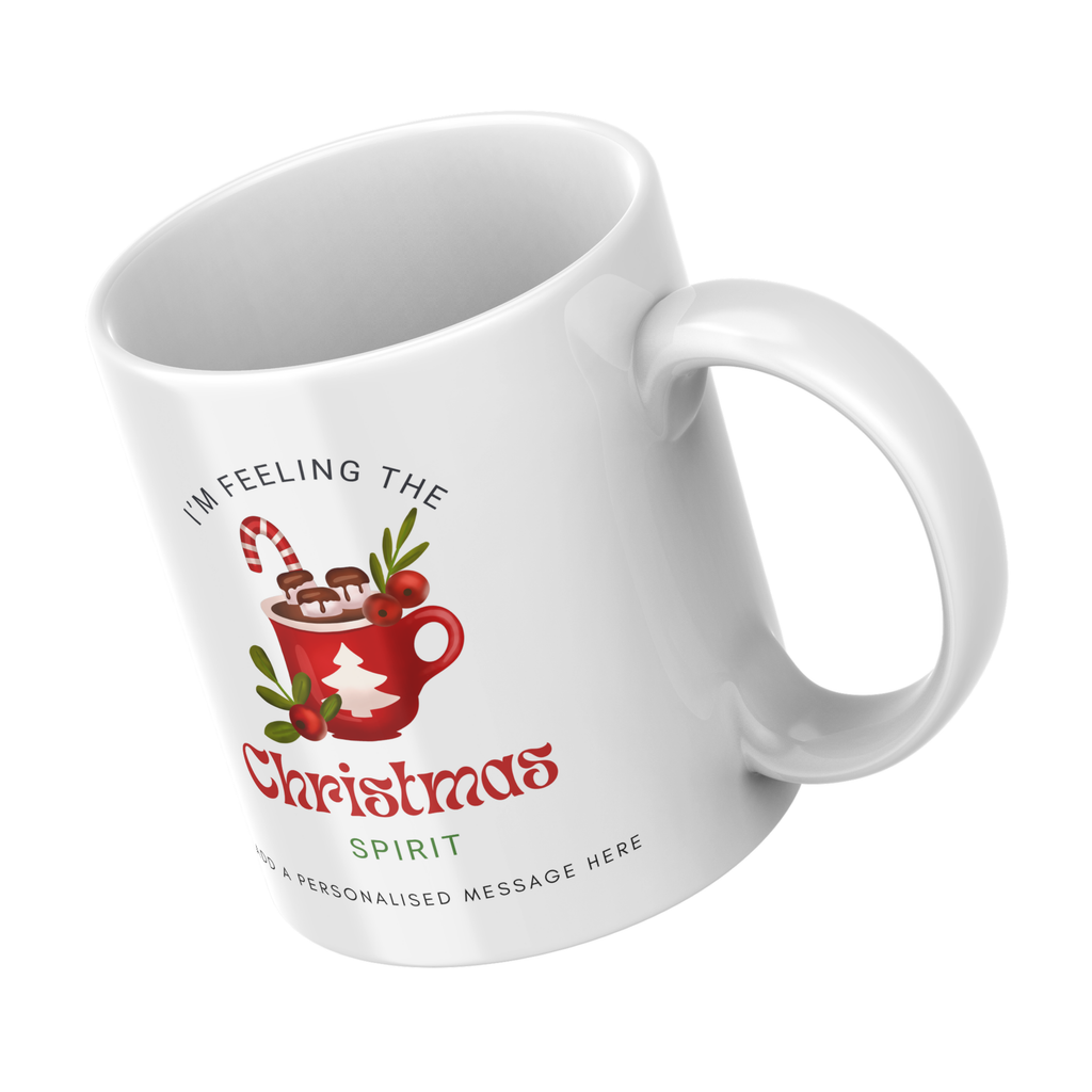 Feeling the Christmas Spirit Mug – angled view