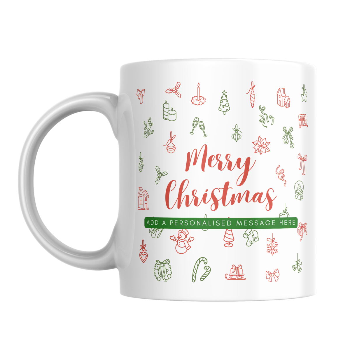Festive Doodles Christmas Mug – front view