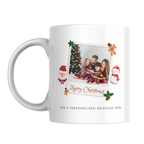 Festive Family Photo Frame Christmas Mug – front view with example photo