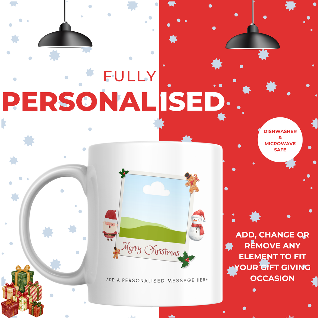Festive Family Photo Frame Christmas Mug – personalisation information