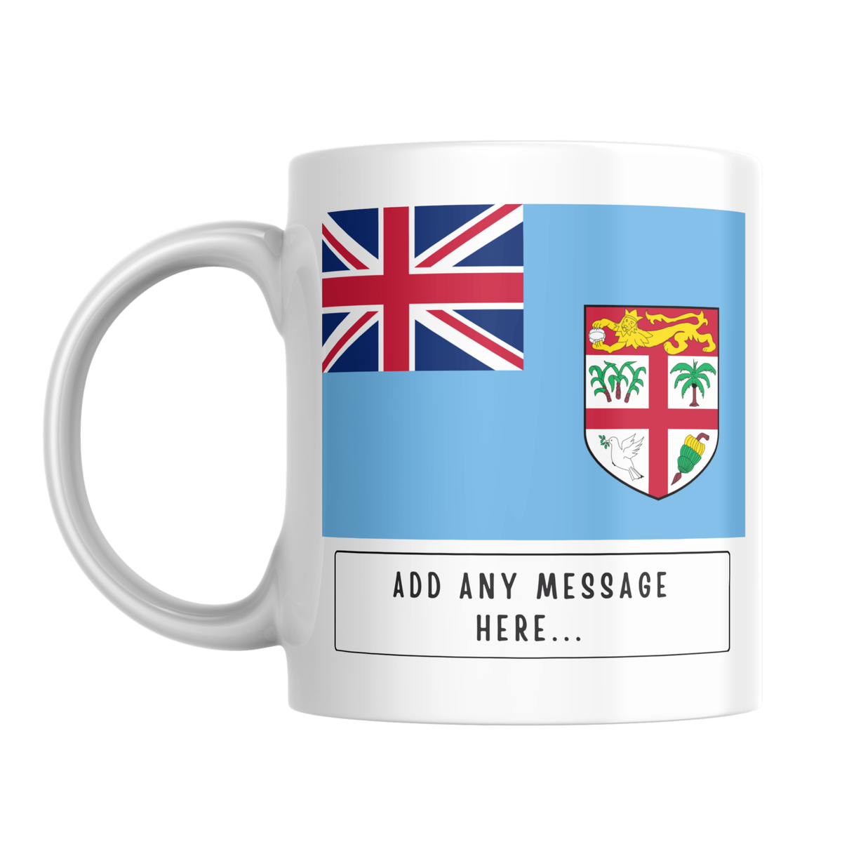 Personalised Fiji flag mug – front view