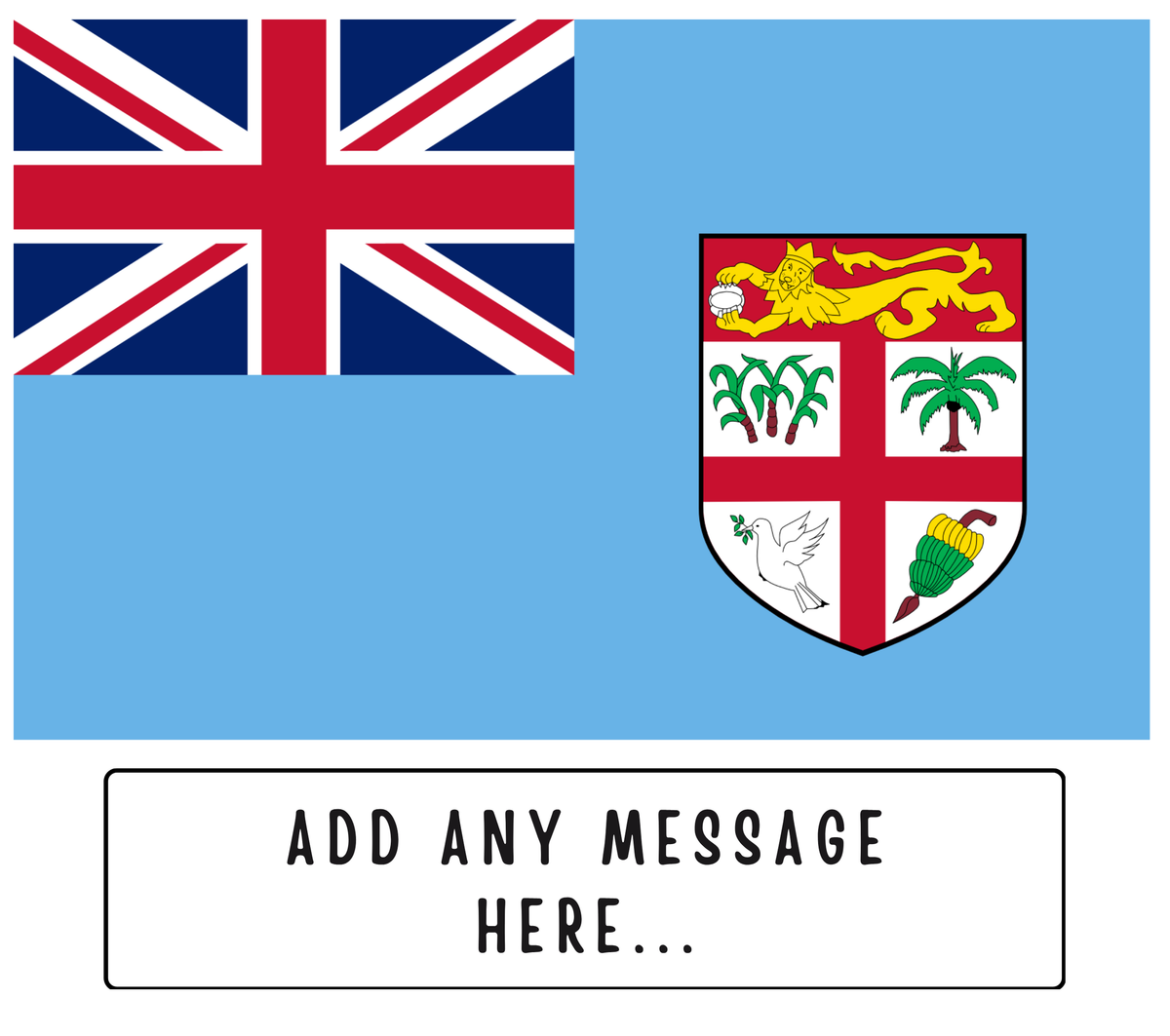 Personalised Fiji flag mug – flat source artwork with space for a personalised message