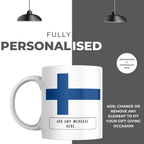 Personalised Finland flag mug – personalisation and care information