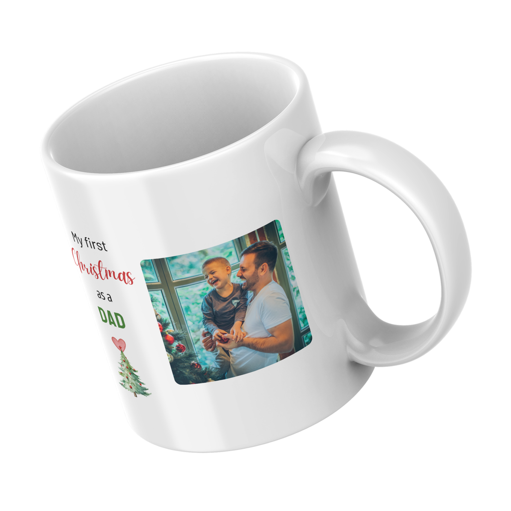 First Christmas as Dad Photo Mug – angled view