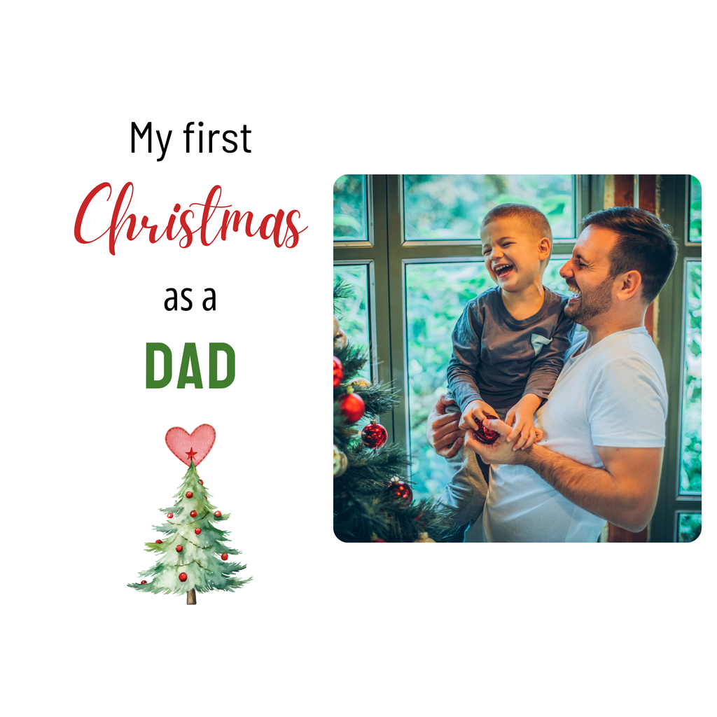 First Christmas as Dad Photo Mug – flat artwork with example photo