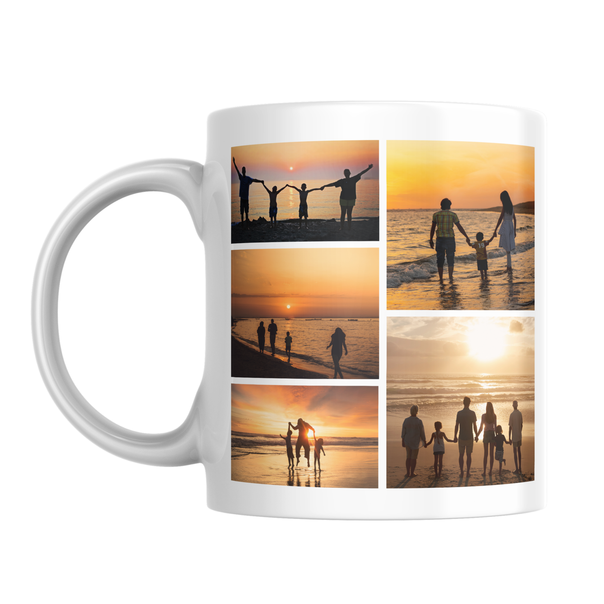 Five Photo Collage Mug – front view with example photos