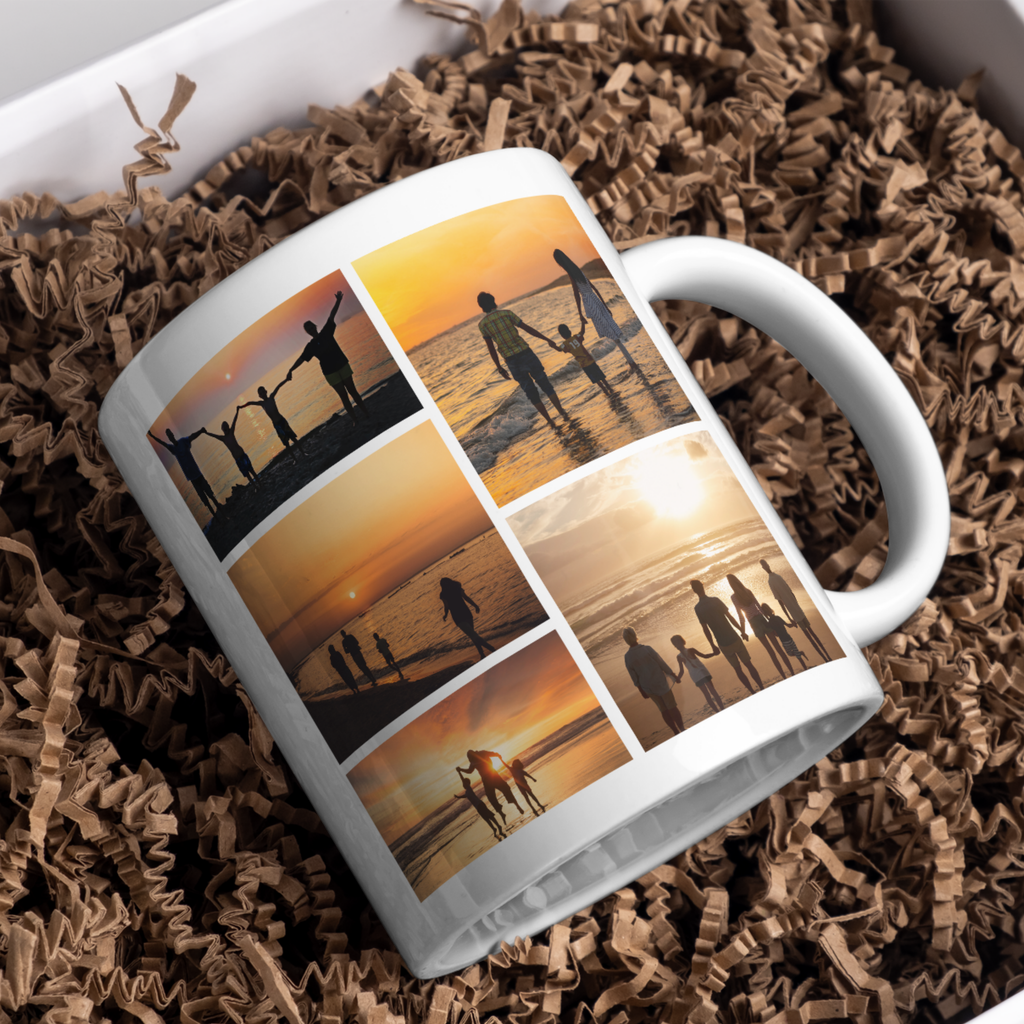 Five Photo Collage Mug – gift presentation with example photos