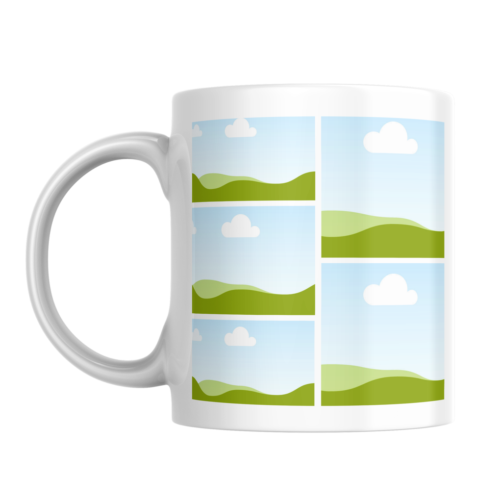 Five Photo Collage Mug – front view showing photo placeholders