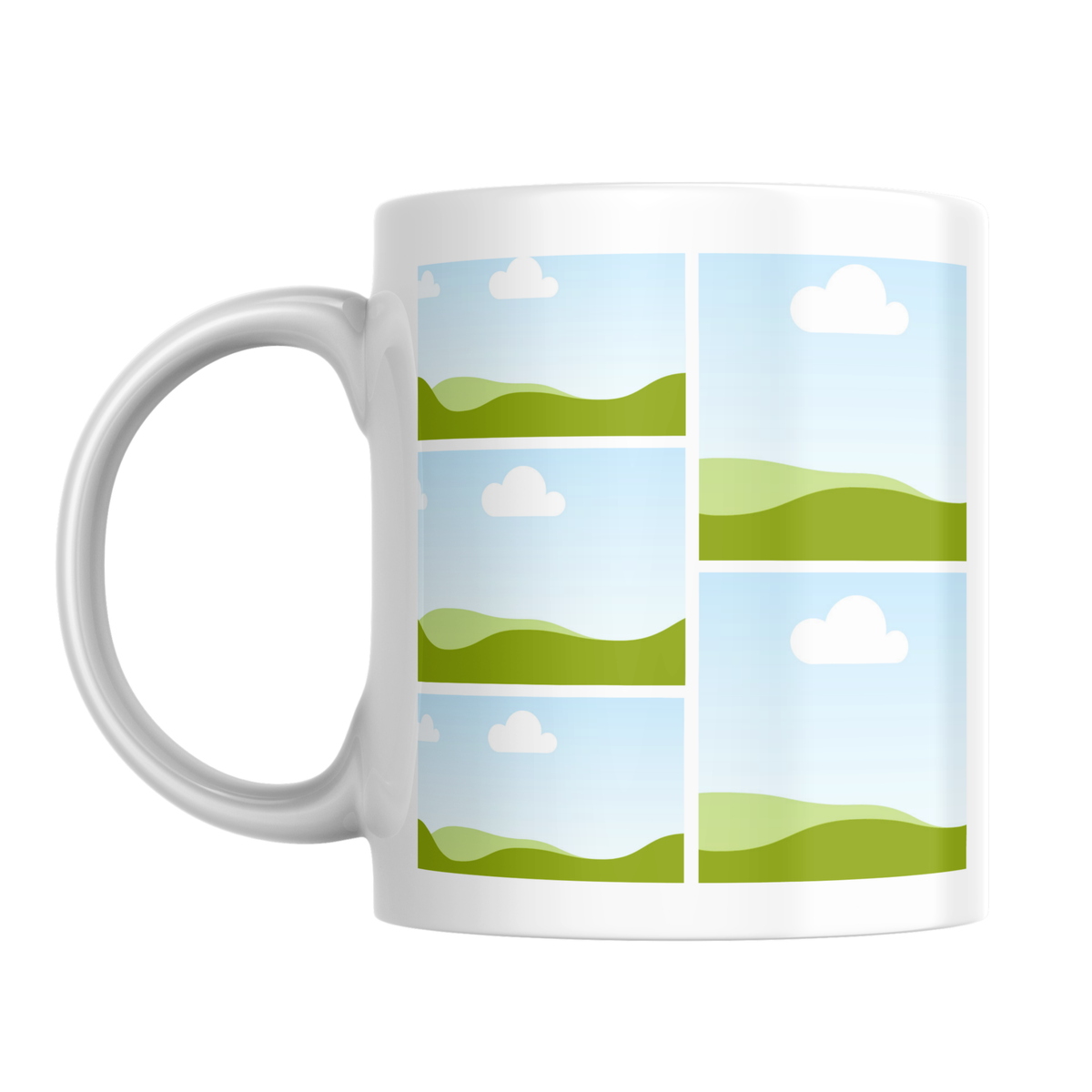 Five Photo Collage Mug – front view showing photo placeholders