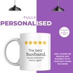 Five Star Best Husband Anniversary Mug – personalisation information