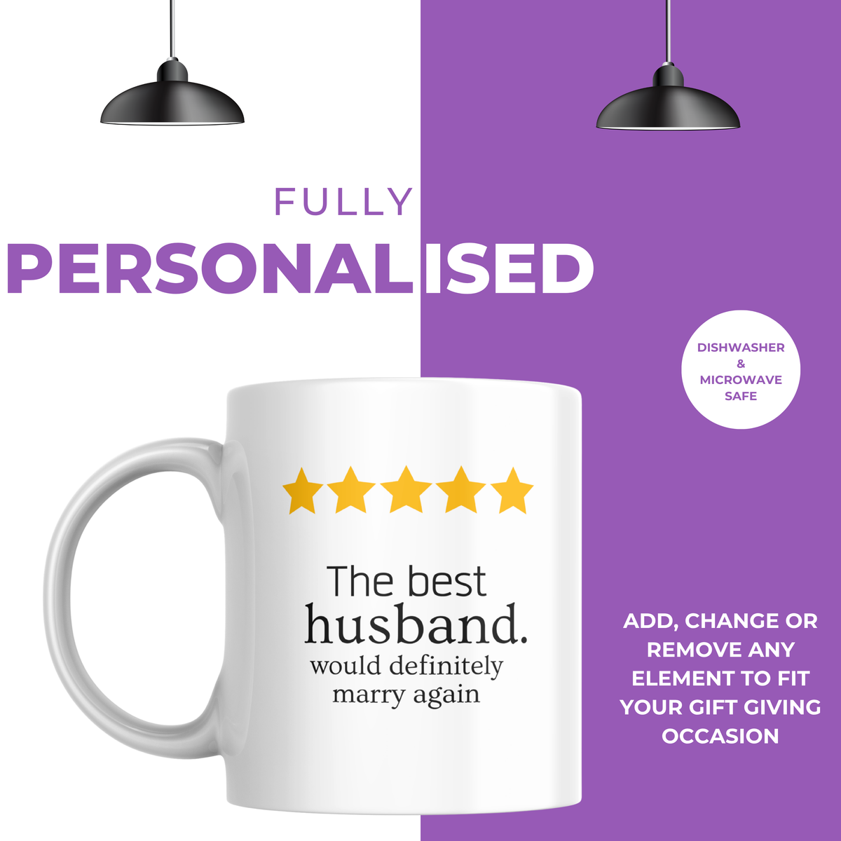 Five Star Best Husband Anniversary Mug – personalisation information