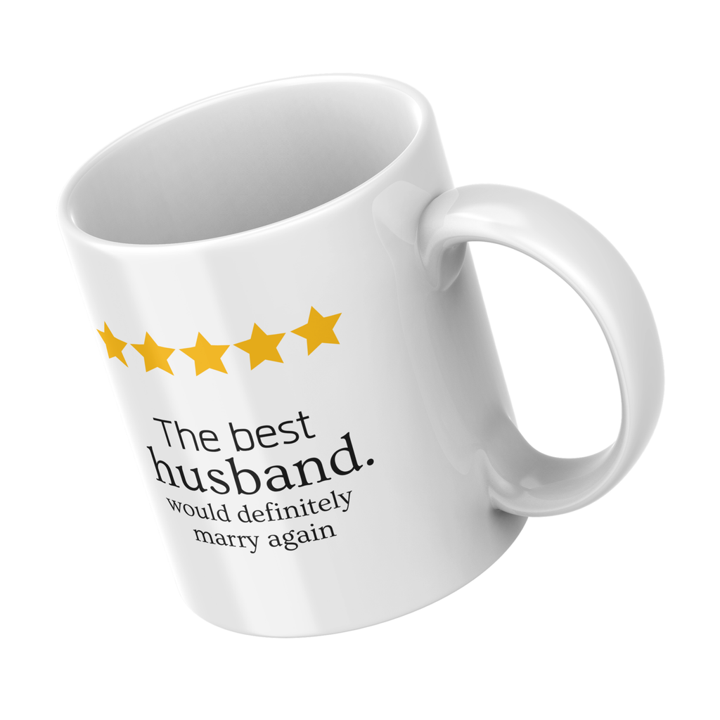 Five Star Best Husband Anniversary Mug – angled view