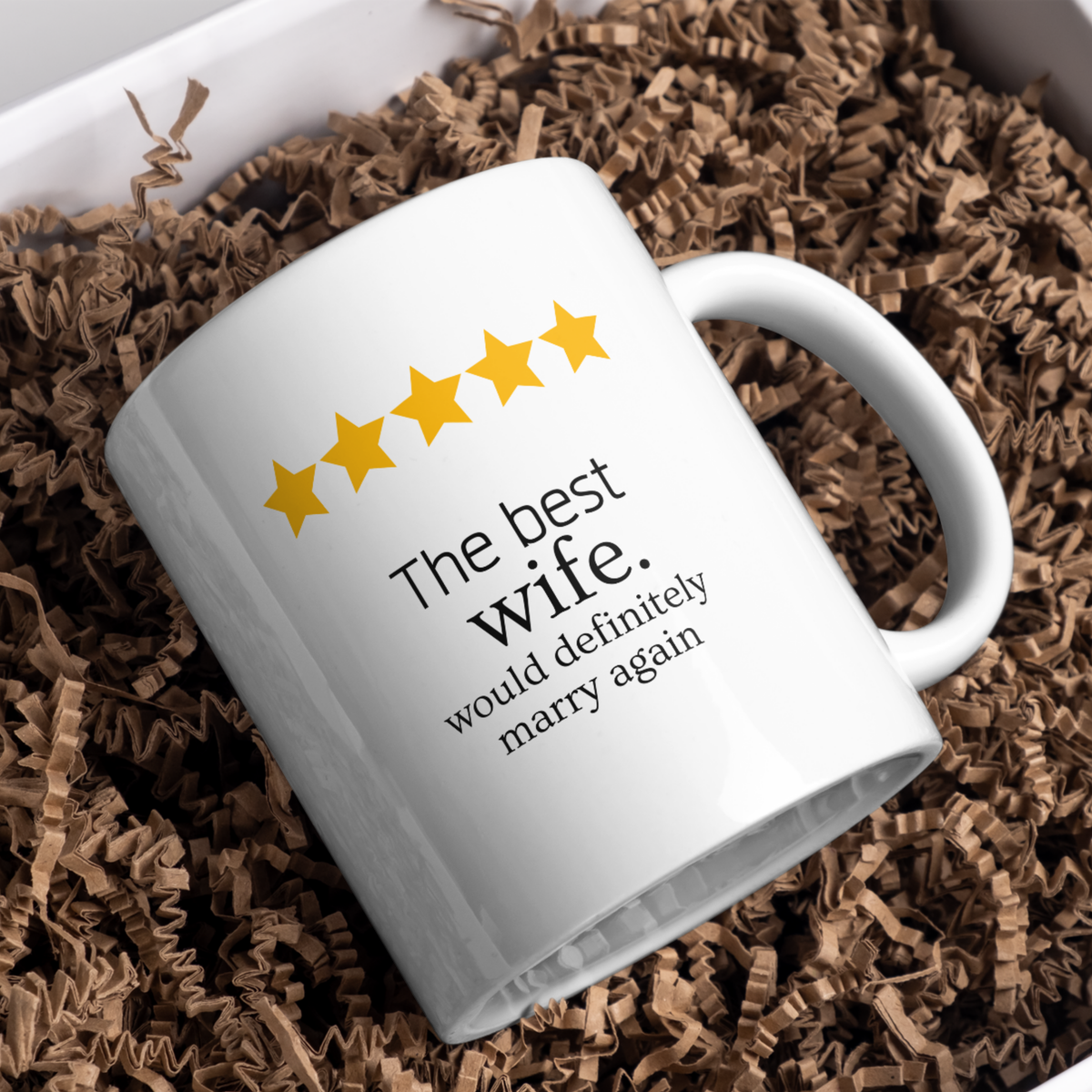 Five Star Best Wife Anniversary Mug – gift presentation on paper packing