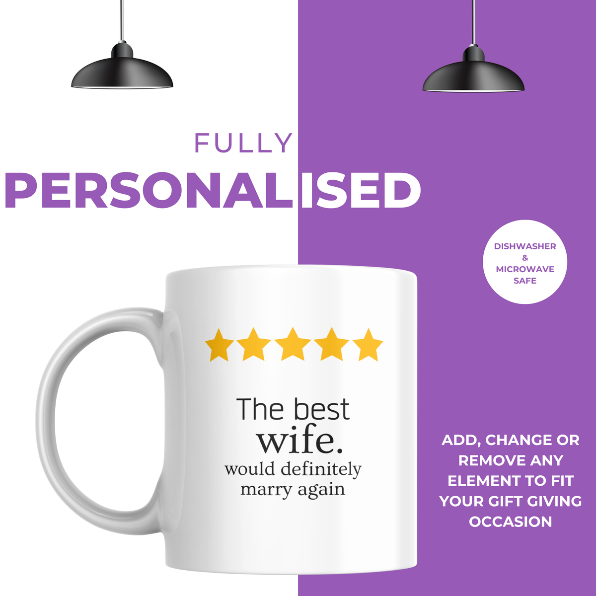 Five Star Best Wife Anniversary Mug – personalisation information