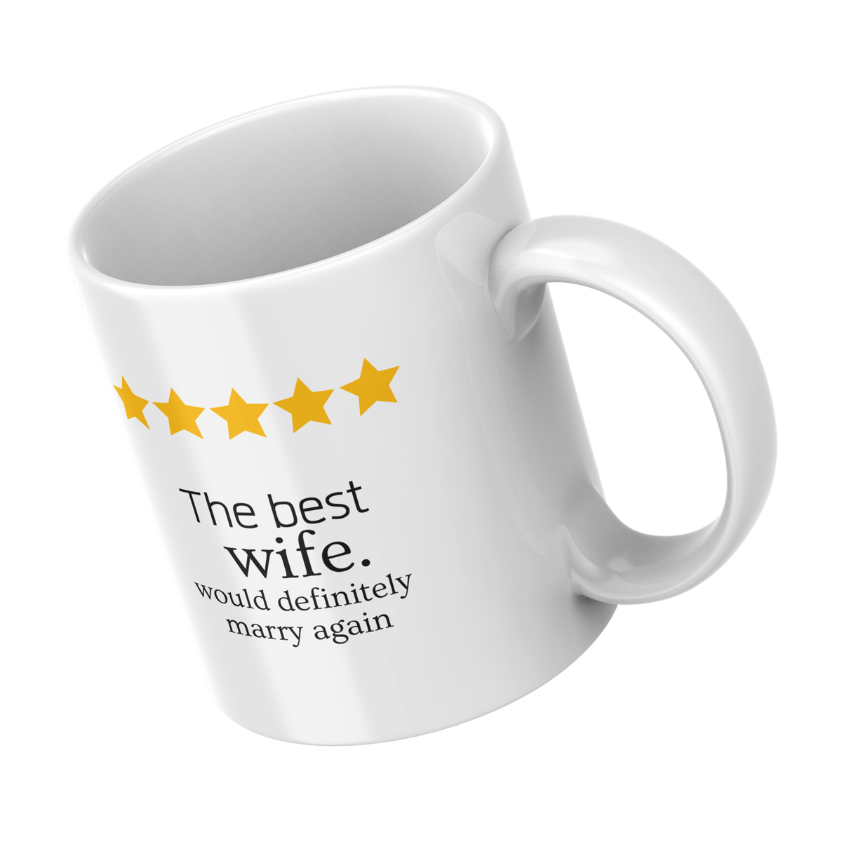 Five Star Best Wife Anniversary Mug – angled view