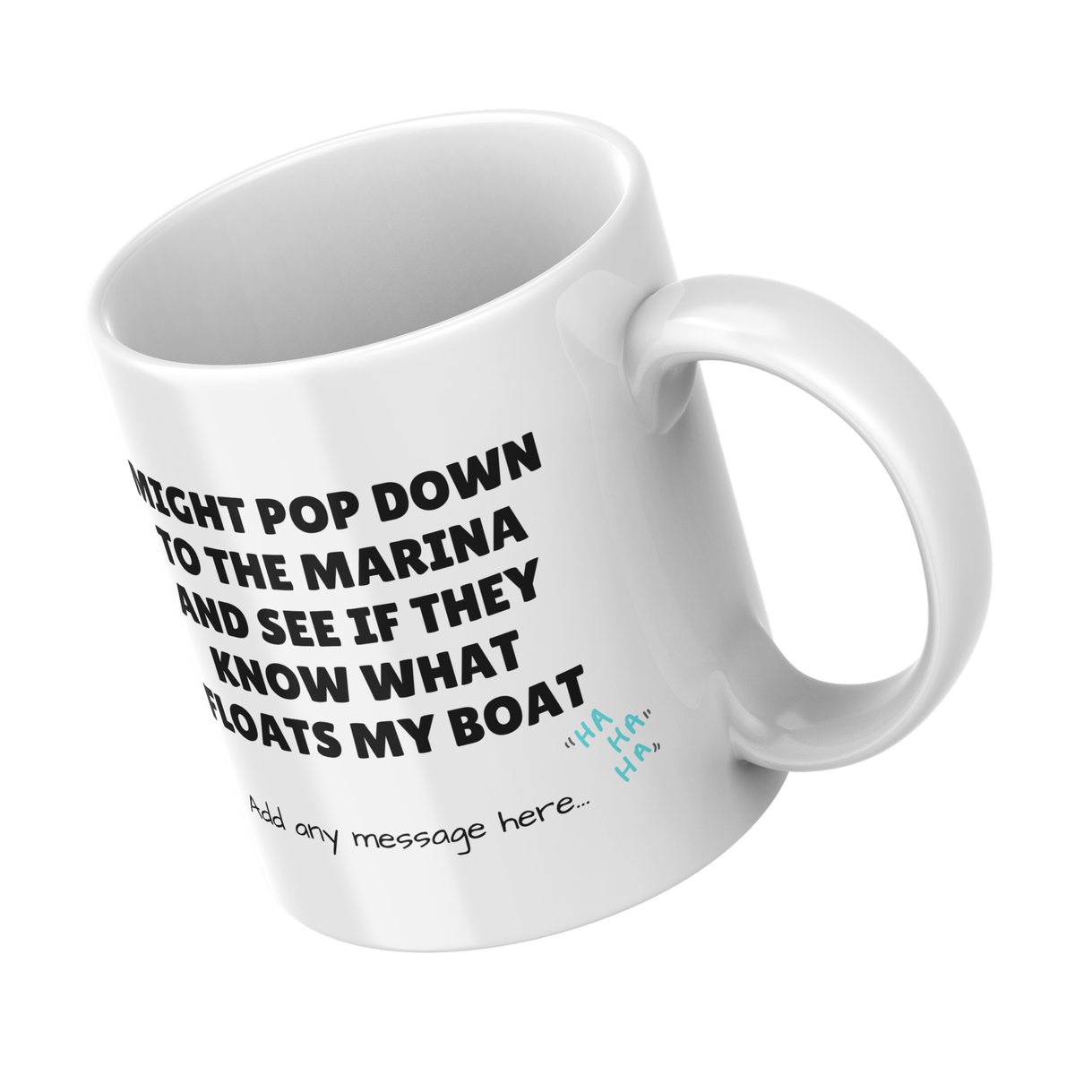 Floats My Boat Marina Mug – angled view