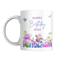 Floral Hummingbird Birthday Mug – front view