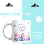 Floral Hummingbird Birthday Mug – personalisation information