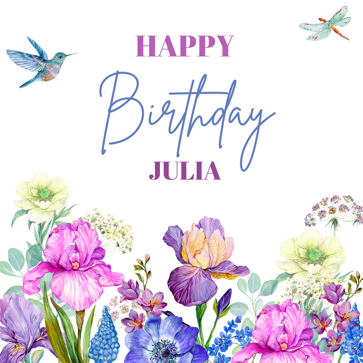 Floral Hummingbird Birthday Mug – original flat artwork