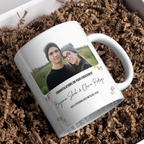 Floral Photo Engagement Mug – gift presentation on paper packing