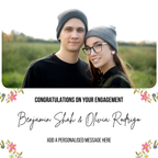 Floral Photo Engagement Mug – flat artwork with example photo