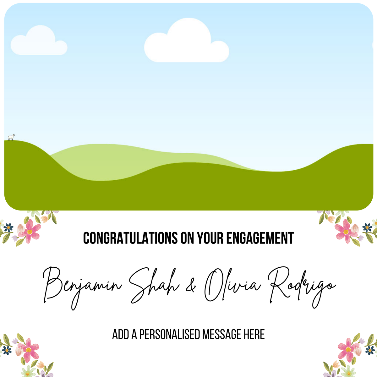 Floral Photo Engagement Mug – flat artwork with photo placeholder