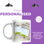 Floral Two Photo Anniversary Mug – personalisation information