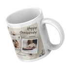 Floral Two Photo Anniversary Mug – angled view
