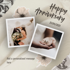 Floral Two Photo Anniversary Mug – flat artwork with example photos