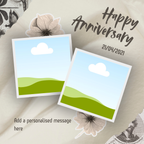 Floral Two Photo Anniversary Mug – flat artwork with photo placeholders