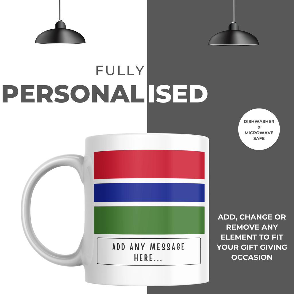 Personalised Gambia flag mug – personalisation and care information