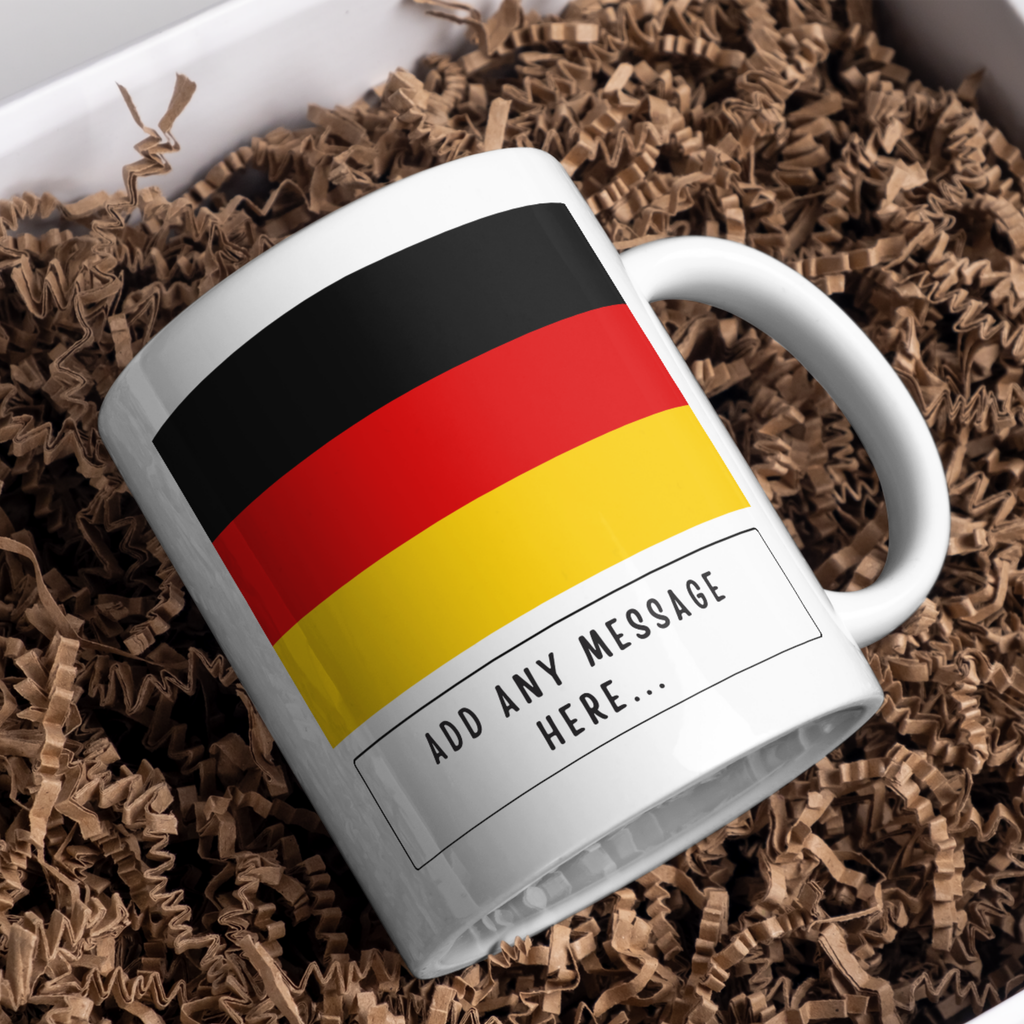 Personalised Germany flag mug – gift presentation on paper packing
