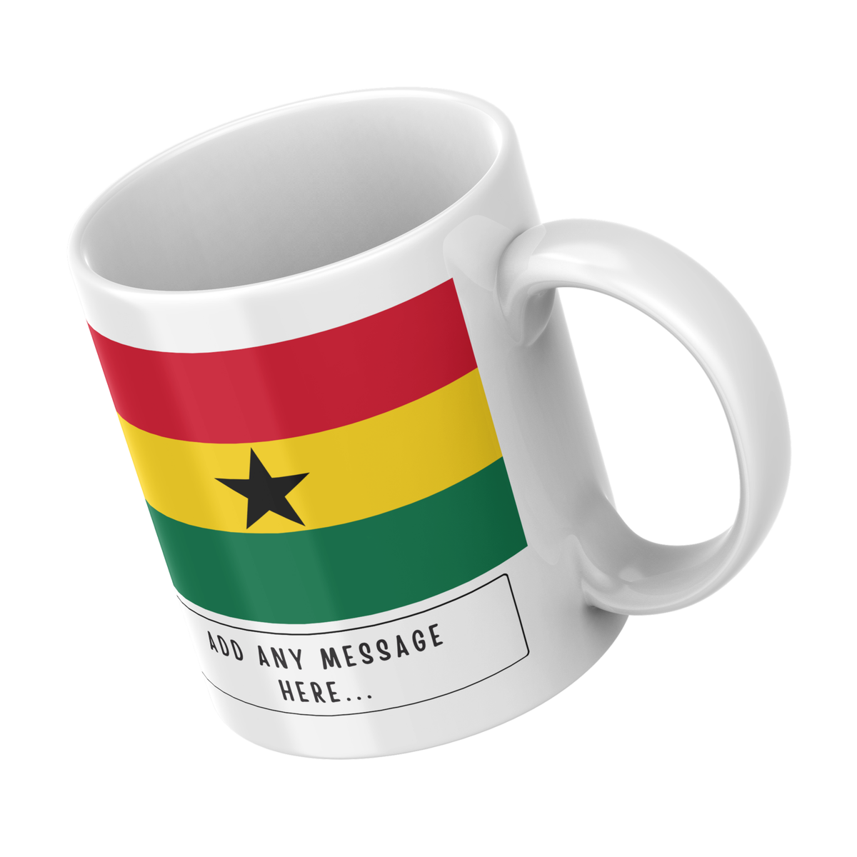 Personalised Ghana flag mug – angled view