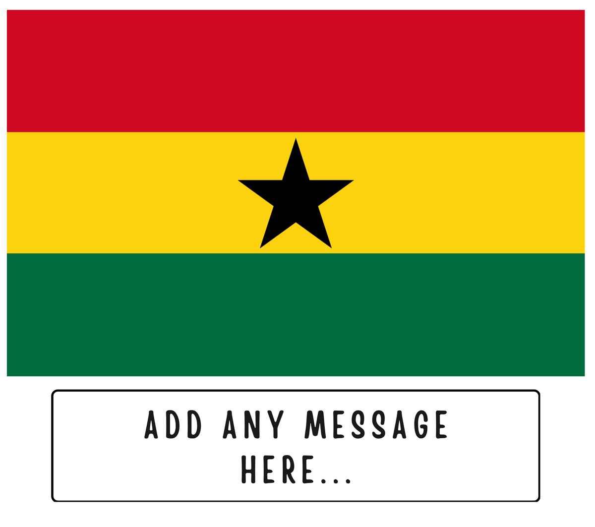 Personalised Ghana flag mug – flat source artwork with space for a personalised message