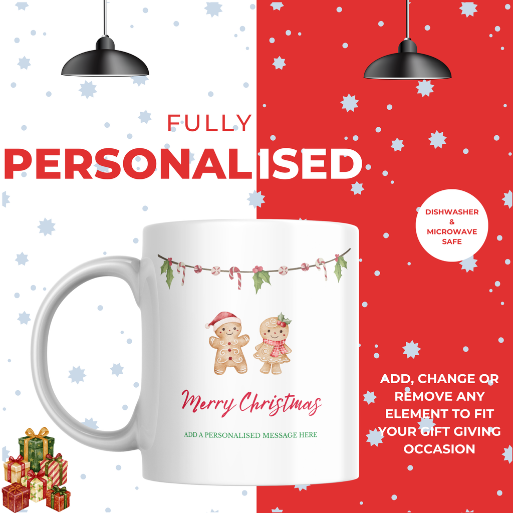 Gingerbread Couple Christmas Mug – personalisation information