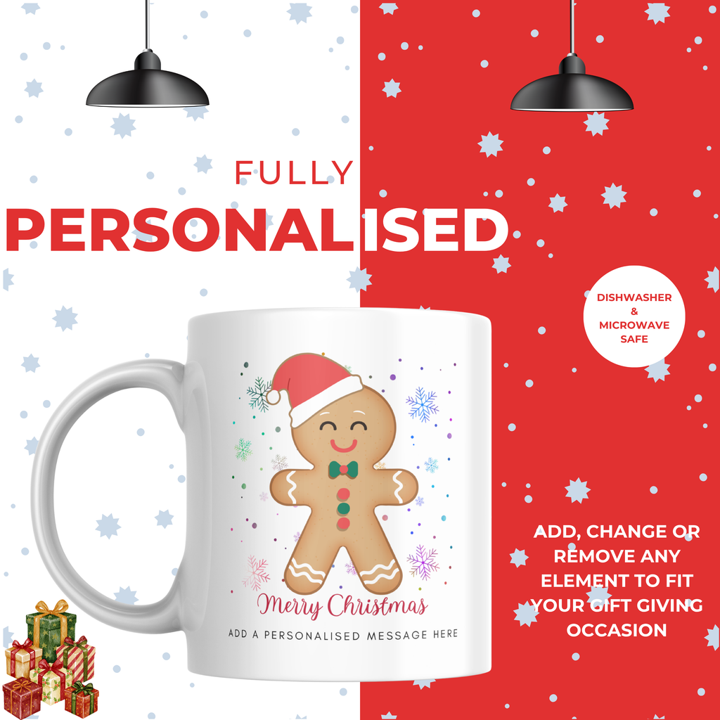 Gingerbread Man in Santa Hat Mug – personalisation information