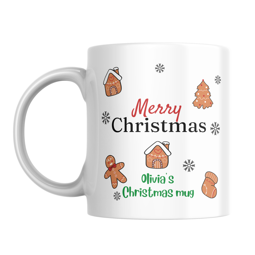 Gingerbread Treats Name Christmas Mug – front view