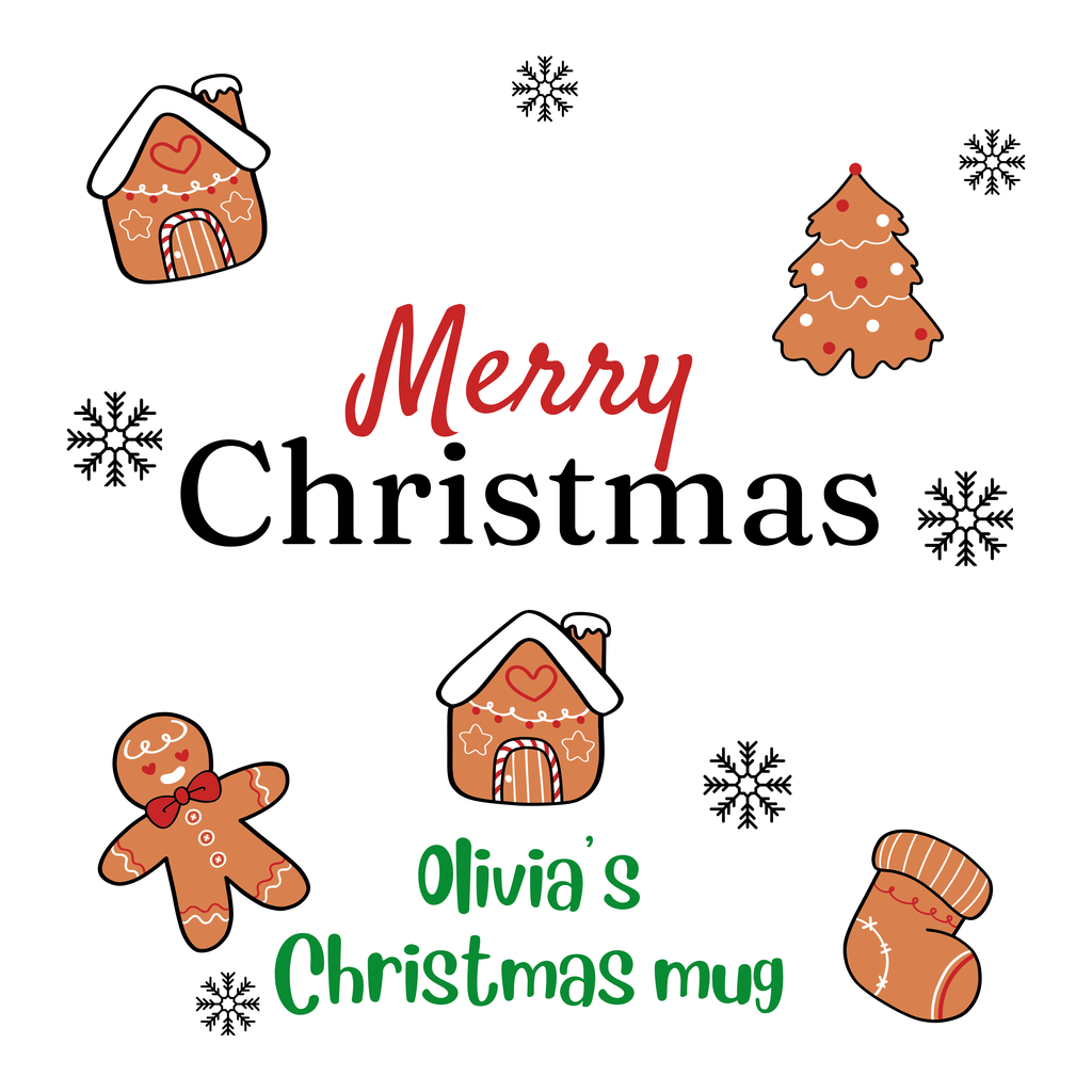 Gingerbread Treats Name Christmas Mug – original flat artwork