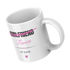 Girlfriend to Fiancée Engagement Mug – angled view